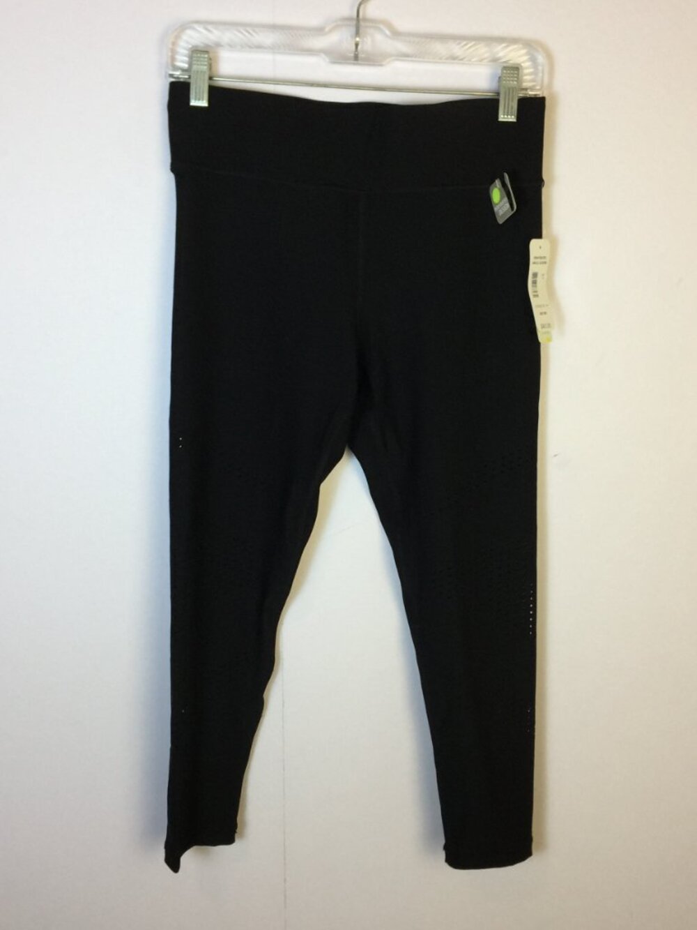 New! Cascade Sport Perforated Ankle Leggings Size M Womens Black Elastic Waist